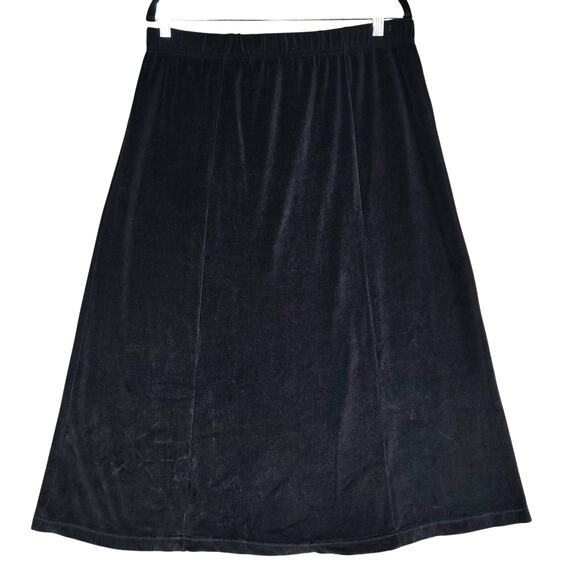 Vtg‎ Appleseeds Velour Velvet Maxi Skirt 1X Black Goth Darkfairy Fairygrunge Y2K - Picture 1 of 11